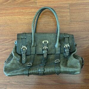 Badgley Mischka Croc Embossed Leather Flap Satchel
